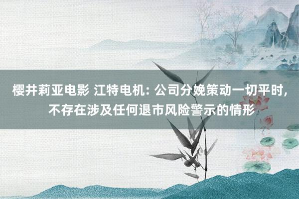 樱井莉亚电影 江特电机: 公司分娩策动一切平时, 不存在涉及任何退市风险警示的情形