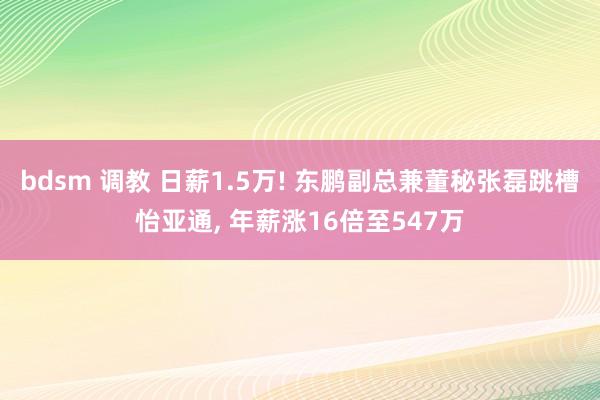 bdsm 调教 日薪1.5万! 东鹏副总兼董秘张磊跳槽怡亚通， 年薪涨16倍至547万