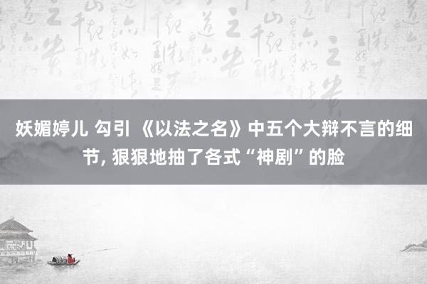 妖媚婷儿 勾引 《以法之名》中五个大辩不言的细节, 狠狠地抽了各式“神剧”的脸